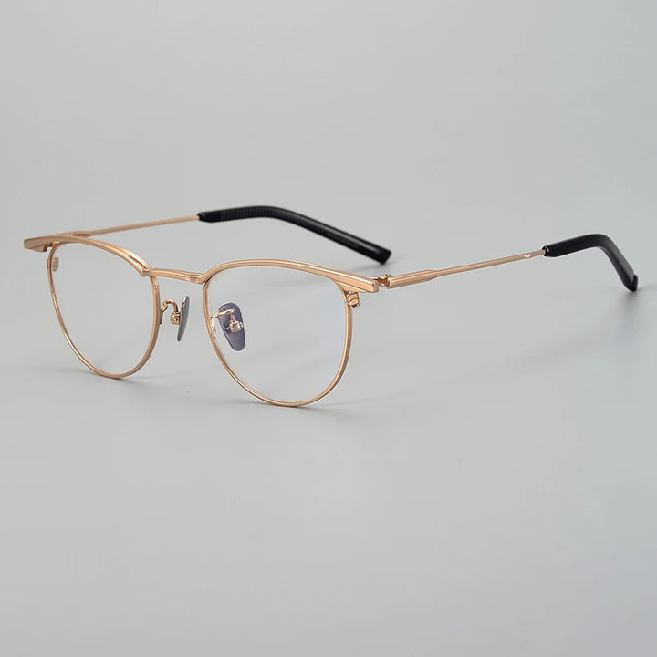 Aimee Unisex Full Rim Brow Line Oval Titanium Eyeglasses 19155 Full Rim Aimee Rose-Golden  