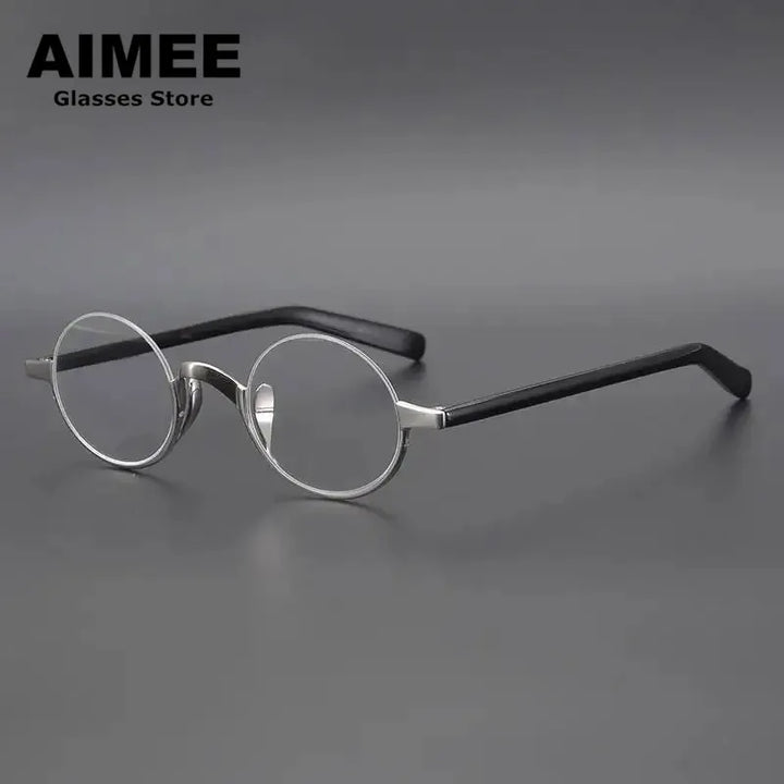 Aimee Unisex Semi Rim Round Titanium Eyeglasses 111380 Semi Rim Aimee   