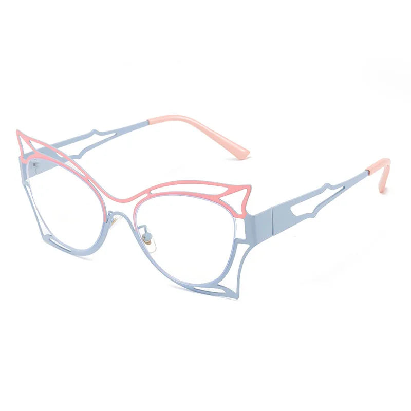 CCspace Women's Full Rim Oval Butterfly  Alloy Eyeglasses 300780 Full Rim CCSpace BluePink  