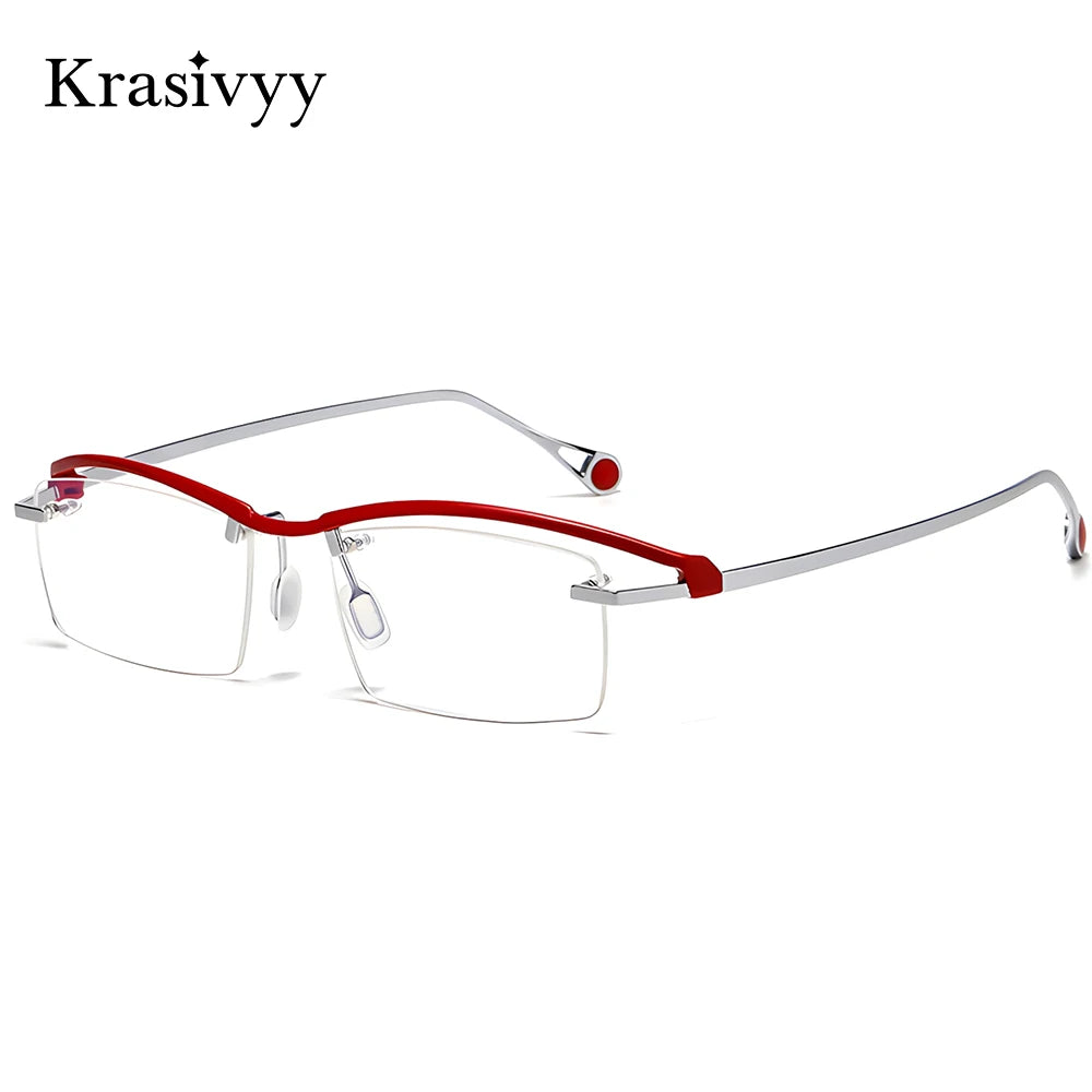 Krasivyy Women's Semi Rimless Square Titanium Eyeglasses 71208