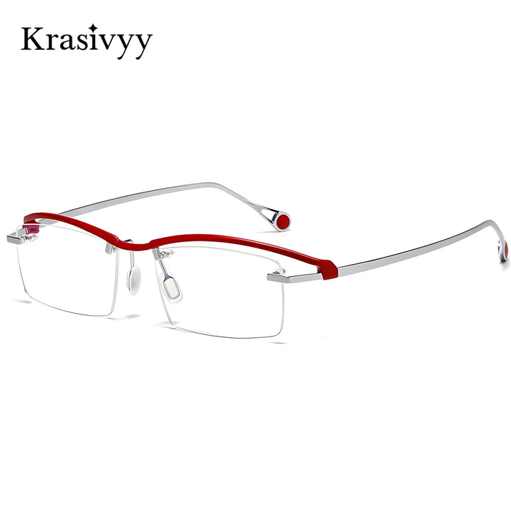 Krasivyy Women's Semi Rimless Square Titanium Eyeglasses 71208