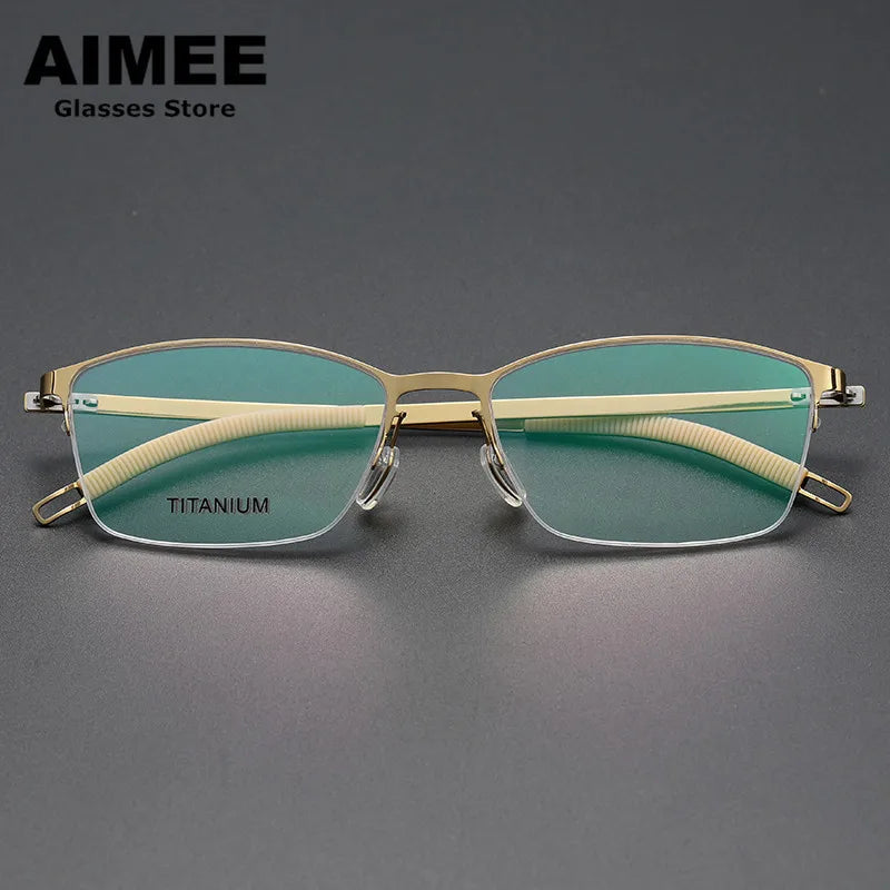 Aimee Unisex Semi Rim Square Screwless Titanium Eyeglasses 25119 Semi Rim Aimee   