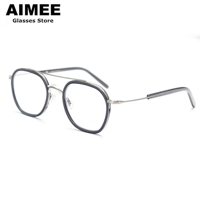 Aimee Unisex Full Rim Oval Double Bridge Titanium Acetate Eyeglasses 7115 Full Rim Aimee   