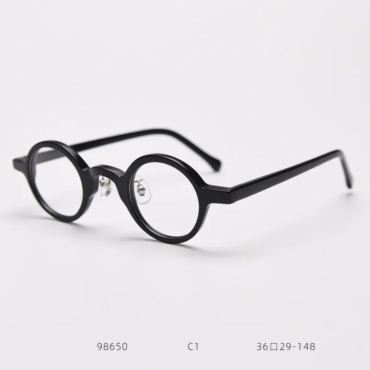 Cubojue Unisex Full Rim Small Square Acetate Reading Glasses 98651 Reading Glasses FuzWeb  round black 0 