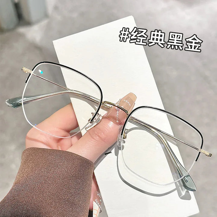 Zirosat Women's Semi Rim Square Tr 90 Titanium Eyeglasses 62811
