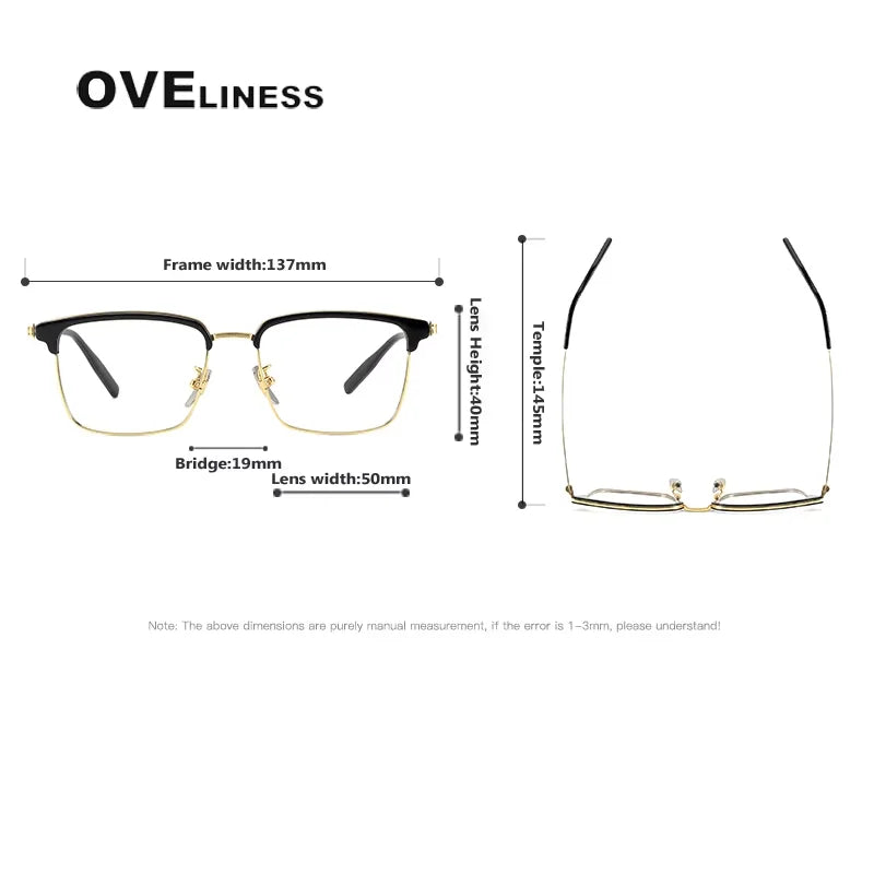 Oveliness Women's Full Rim Square Acetate Titanium Eyeglasses 80980