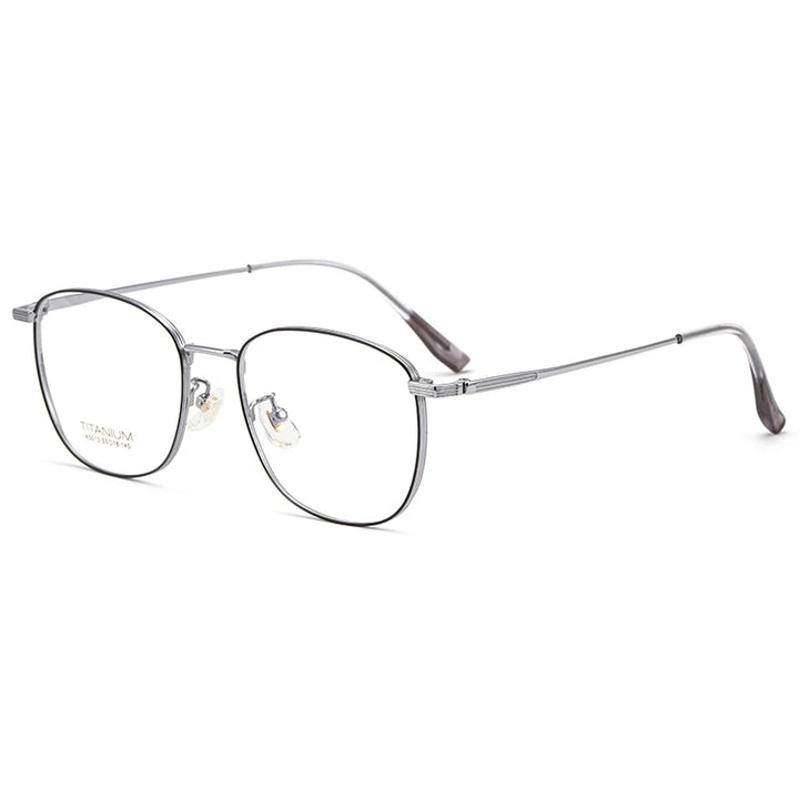 Gmei Women's Full Rim Square Titanium Eyeglasses 5013 Full Rim Gmei Optical Black Silver  