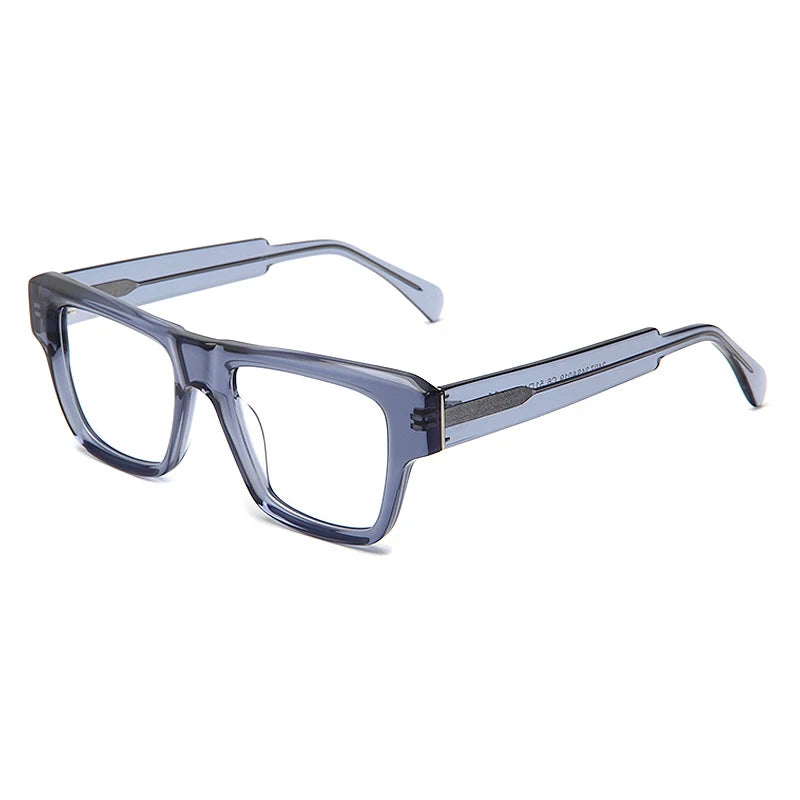 Gatenac Unisex Full Rim Brow Line Square Thick Acetate Eyeglasses 1533 Full Rim Gatenac Light Blue  