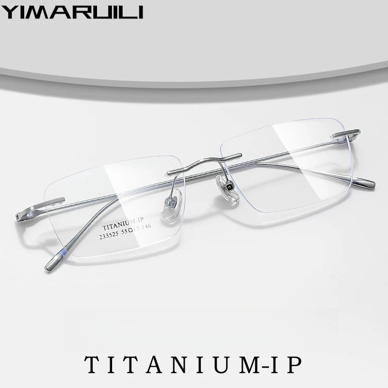 Yimaruili Unisex Rimless Square Titanium Eyeglasses Y233525 Rimless Yimaruili Eyeglasses   