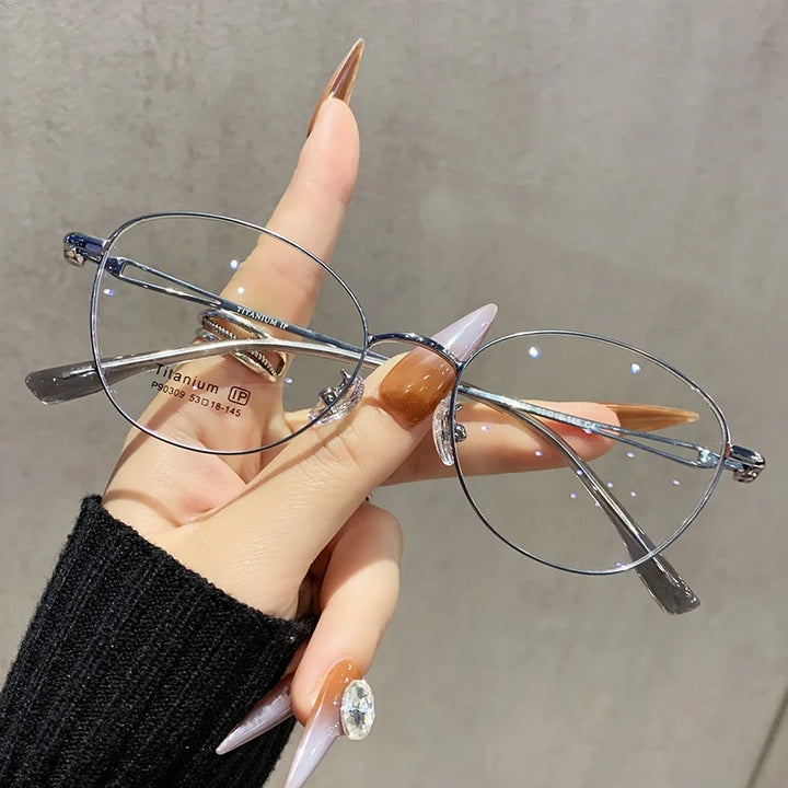 Yimaruili Unisex Full Rim Cat-Eye Pure Titanium Eyeglasses PZ-90309 — view 3 | Yimaruili at FuzWeb