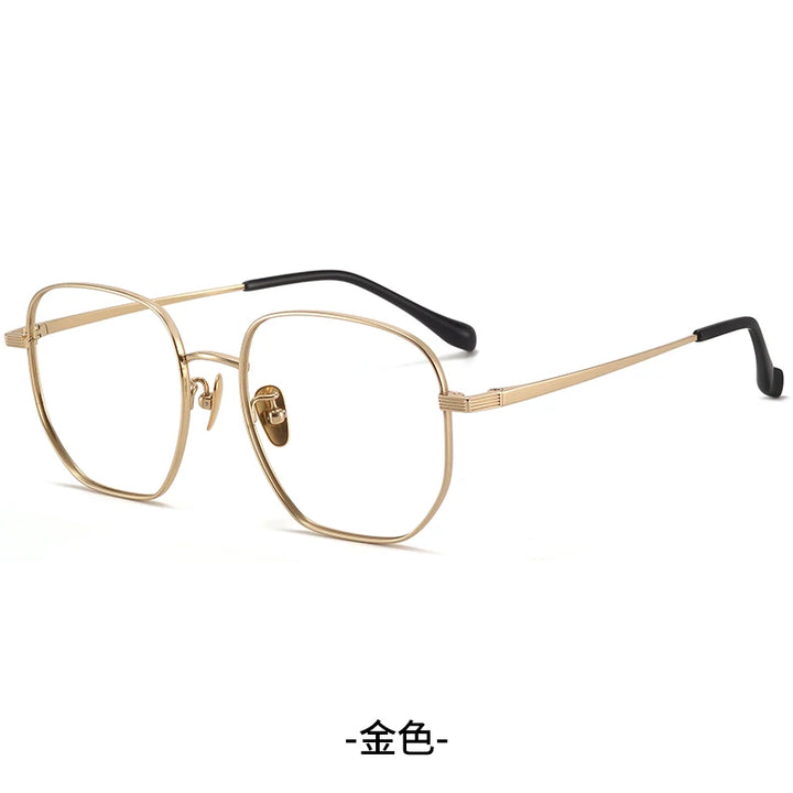 Reven Jate Unisex Full Rim Polygon Oval Titanium Eyeglasses 86683