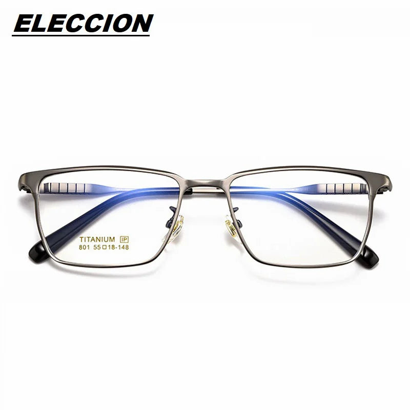 Eleccion Unisex Full Rim Square Titanium Acetate Eyeglasses 4801 Full Rim Eleccion Gray CHINA