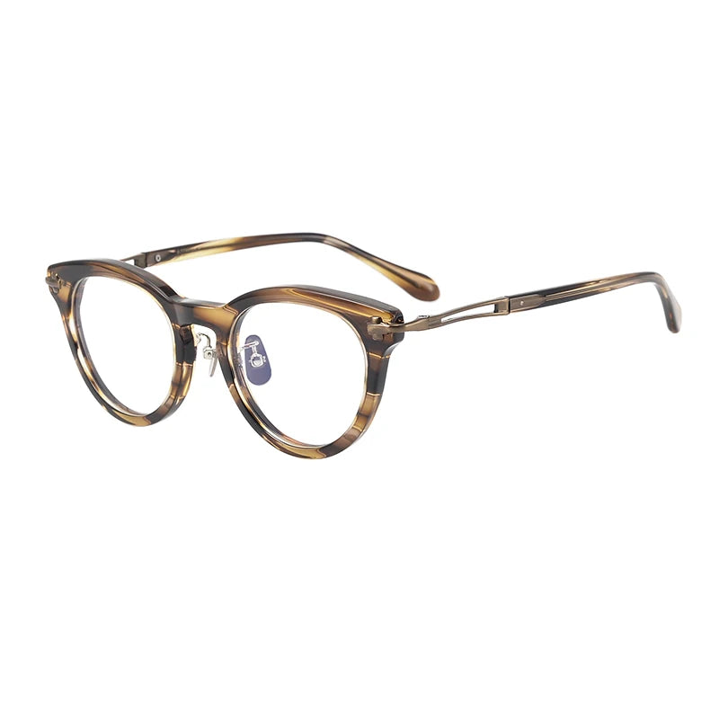 Nobler Unisex Full Rim Round Cat Eye Acetate Titanium Eyeglasses R009 Full Rim Nobler   