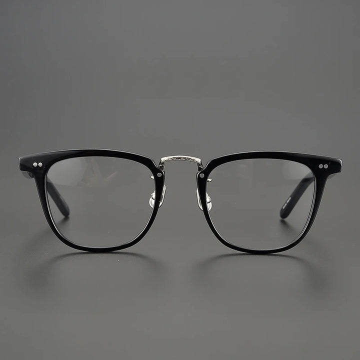 Black Mask Unisex Full Rim Square Acetate Eyeglasses C432 Full Rim Black Mask Black-Silver  