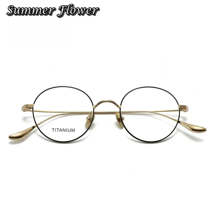 Summer Flower Women's Full Rim Round Titanium Eyeglasses 403061