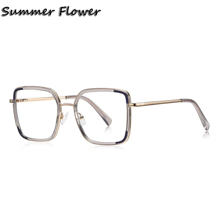 Summer Flower Women's Full Rim Square Tr 90 Titanium Eyeglasses 31354
