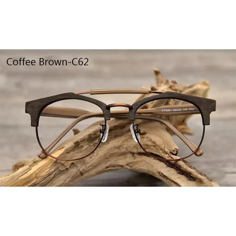Hdcrafter Mens Semi Rim Double Bridge Round Acetate Titanium Frames 536100 — view 7 | Hdcrafter Eyeglasses at FuzWeb