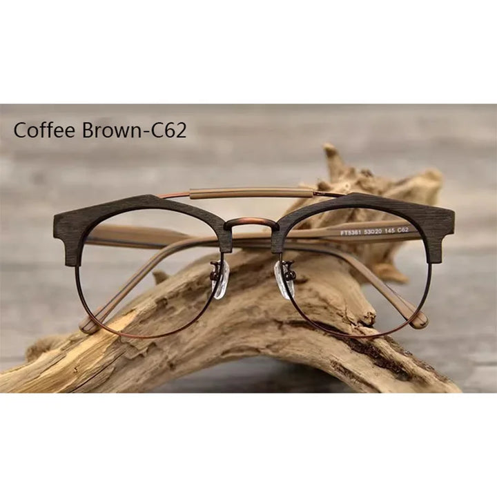 Hdcrafter Mens Semi Rim Double Bridge Round Acetate Titanium Frames 536100 — view 7 | Hdcrafter Eyeglasses at FuzWeb