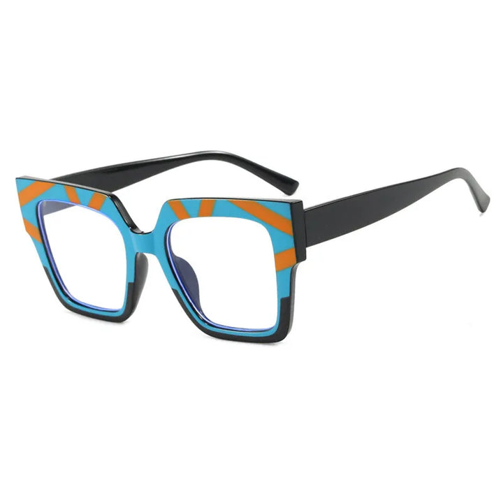 CCspace Women's Full Rim Square Thick Polycarbonate Eyeglasses 301255 Full Rim CCspace BlackBlue  