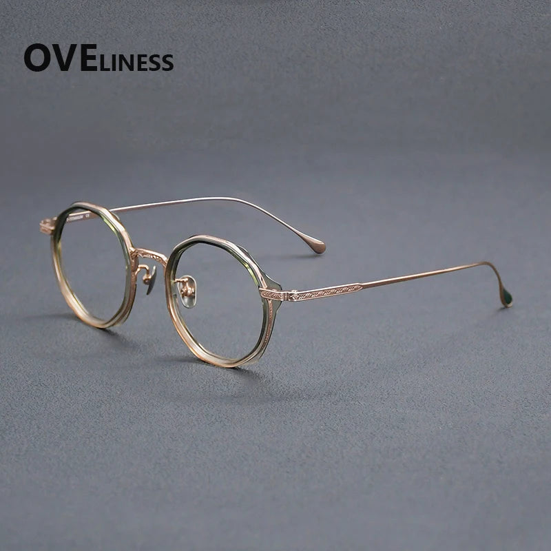 Oveliness Women's Full Rim Round Titanium Acetate Eyeglasses 922403