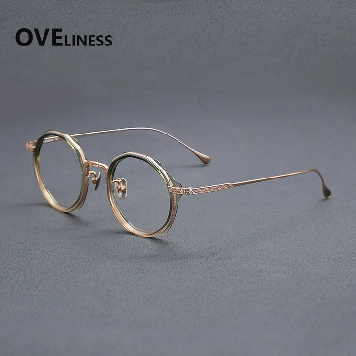 Oveliness Women's Full Rim Round Titanium Acetate Eyeglasses 922403