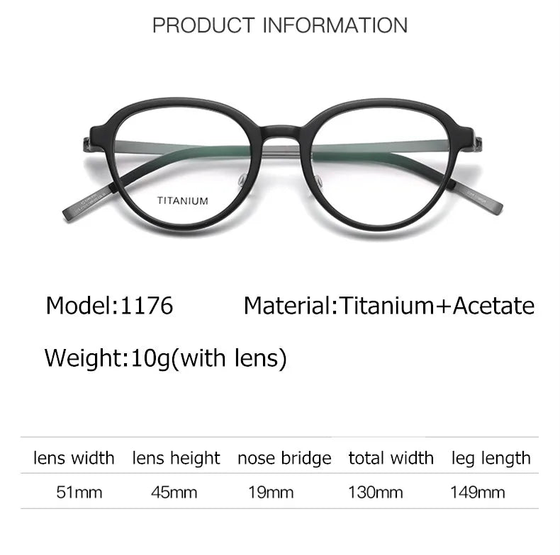 Aimee Unisex Full Rim Oval Screwless Titanium Acetate Eyeglasses 1176 Full Rim Aimee   