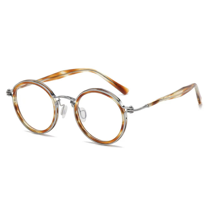 Black Mask Unisex Full Rim Round Titanium Eyeglasses BM-5862