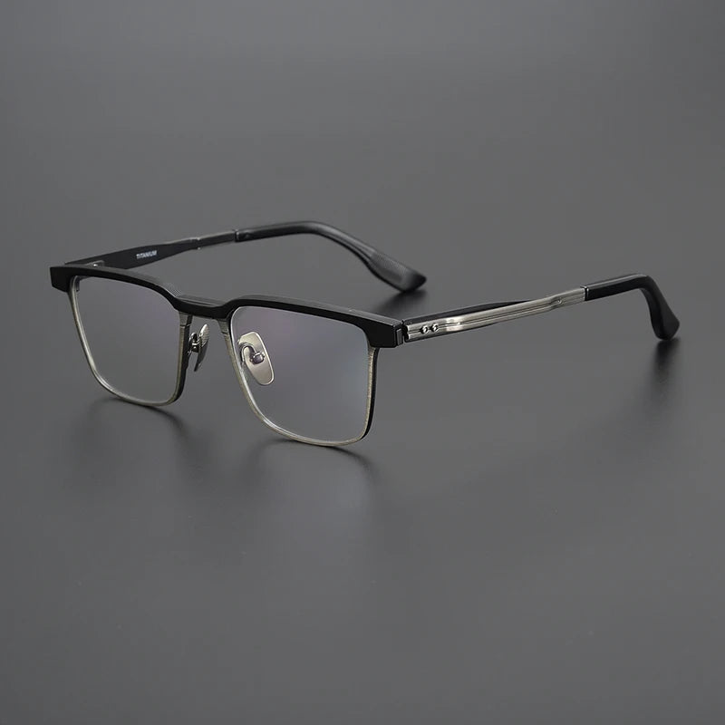 Black Mask Unisex Full Rim Square Titanium Eyeglasses D137b Full Rim Black Mask Black-Gray  