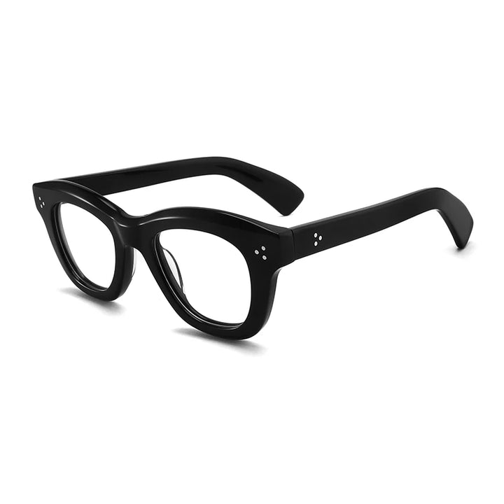 Gatenac Unisex Full Rim Square Cat Eye Thick Acetate Eyeglasses Gx1563 Full Rim Gatenac Black