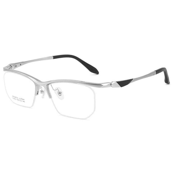 Yimaruili Unisex Semi Rim Classic Pure Titanium Eyeglasses CZ807 — view 7 | Yimaruili at FuzWeb