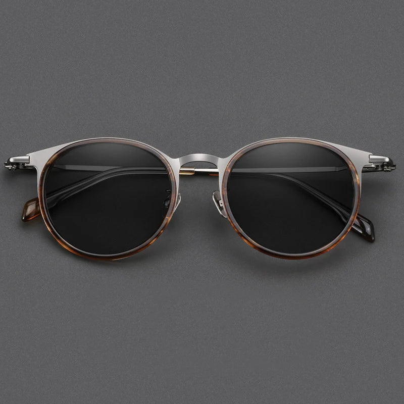 Black Mask Men Full Rim Round Titanium Polarized Sunglasses BM-0056