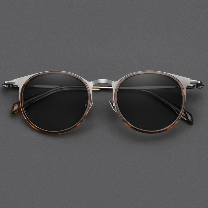 Black Mask Men Full Rim Round Titanium Polarized Sunglasses BM-0056