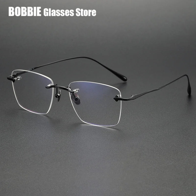 Bobbie Unisex Rimless Polygon Square Titanium Eyeglasses 809543