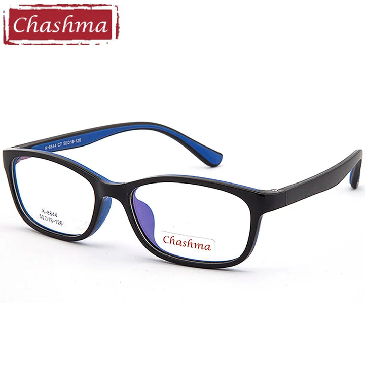 Chashma Ottica Unisex Children's Full Rim Rectangle Tr 90 Titanium Eyeglasses 8814 Full Rim Chashma Ottica Black Blue  