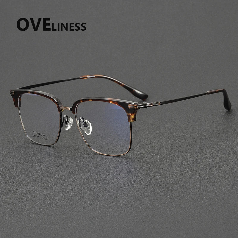 Oveliness Unisex Full Rim Big Square Acetate Titanium Eyeglasses 32009