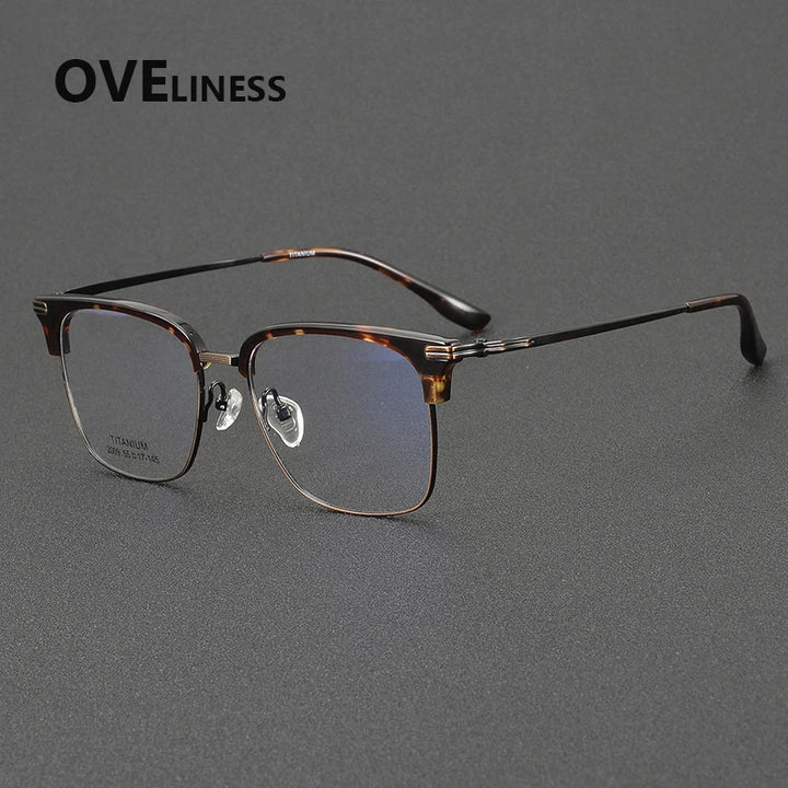Oveliness Unisex Full Rim Big Square Acetate Titanium Eyeglasses 32009