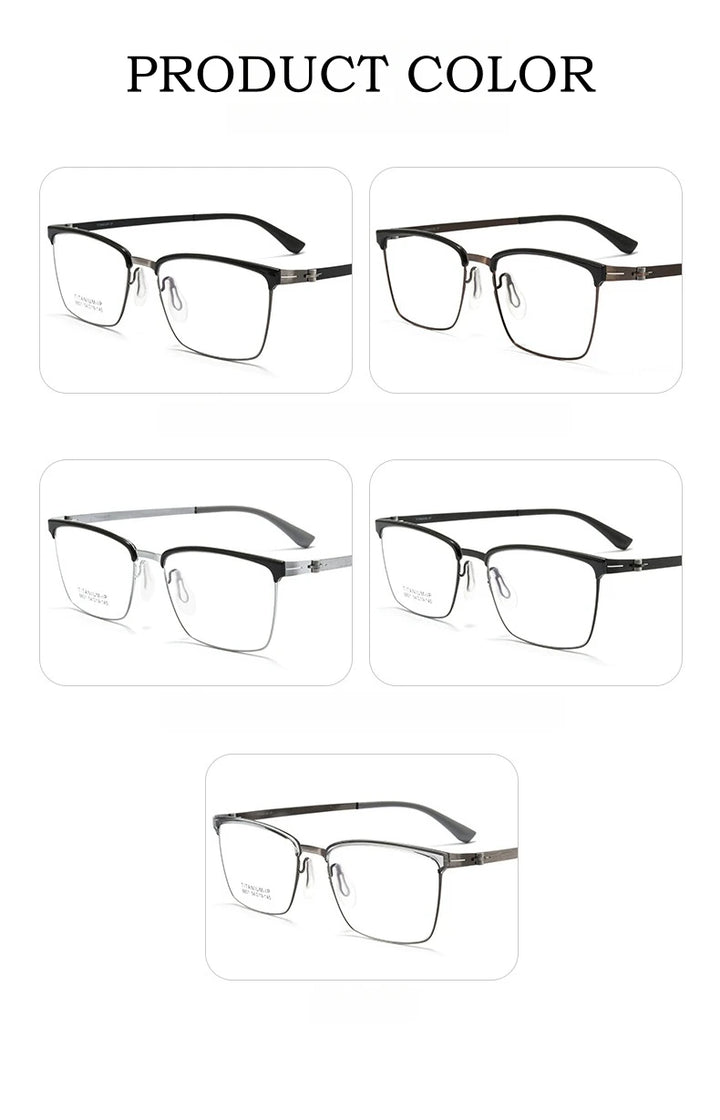 Yimaruili Men's Full Rim Square Titanium Alloy Eyeglasses Y8801 Full Rim Yimaruili Eyeglasses   