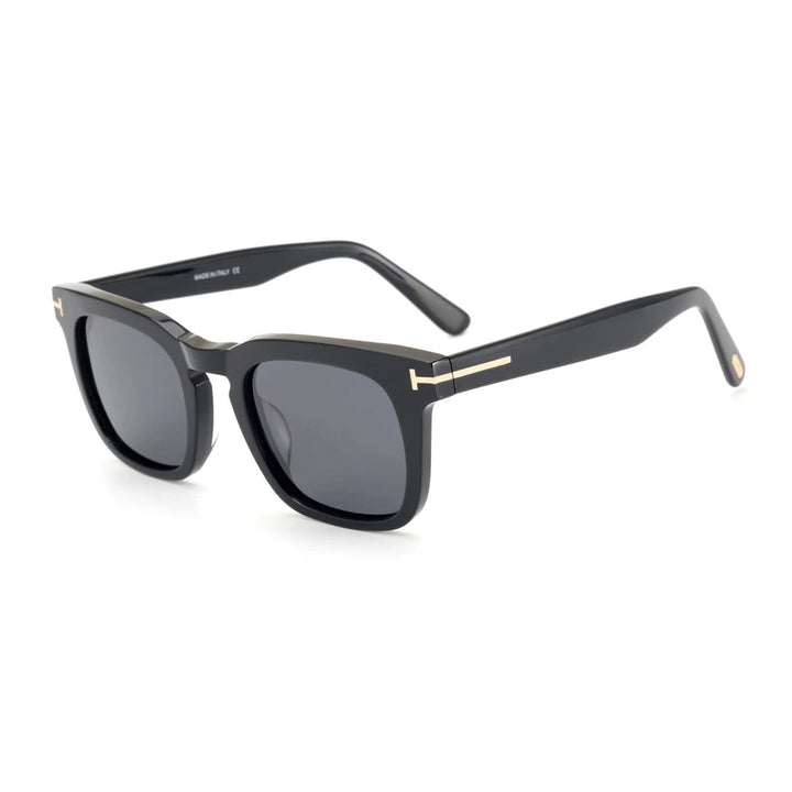 Black Mask Men's Full Rim Square Acetate Polarized Sunglasses Ft751 Sunglasses Black Mask Black As Shown 