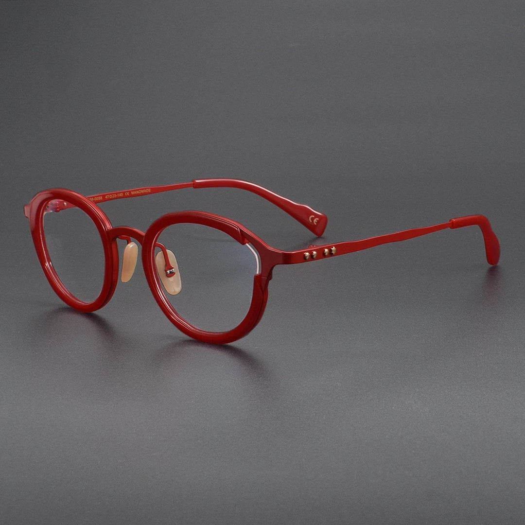 Muzz Unisex Full Rim Oval Square Titanium Acetate Eyeglasses 810058