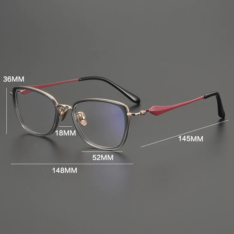 Gatenac Unisex Full Rim Cat Eye Acetate Titanium Eyeglasses Gxyj2027
