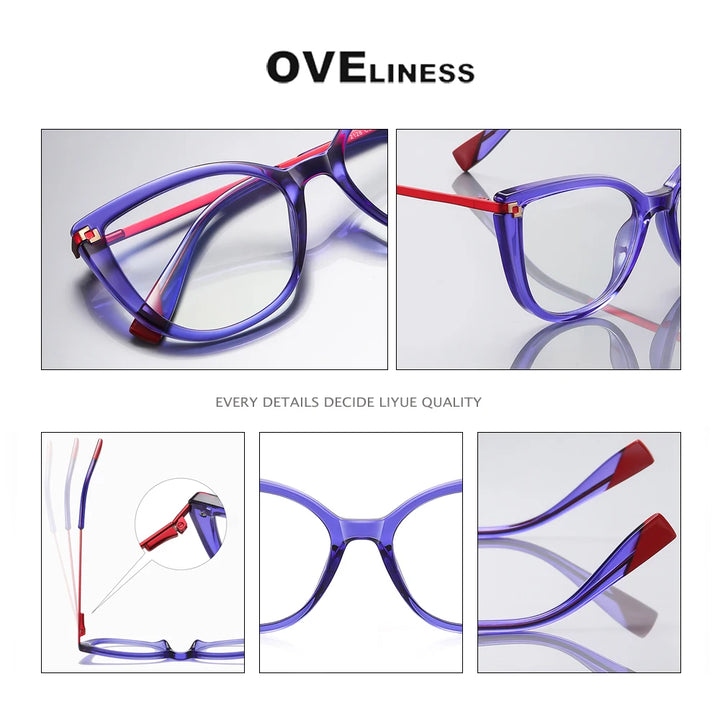 Oveliness Women's Full Rim Cat Eye Tr 90 Titanium Eyeglasses 2128 Full Rim Oveliness   