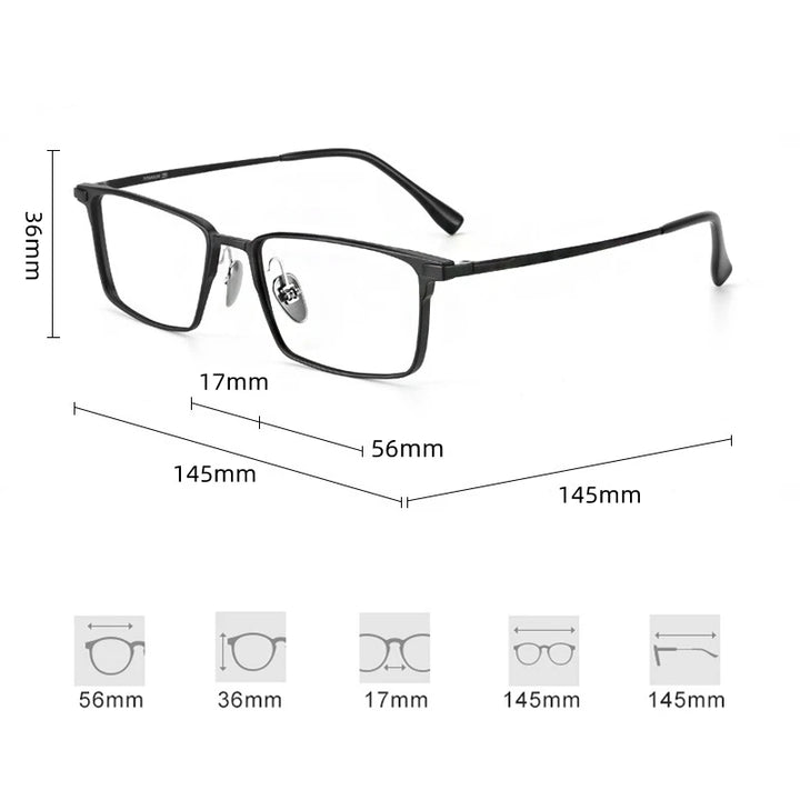 Kocolior Unisex Full Rim Square Aluminum Magnesium Titanium Photochromic Reading Glasses 628003