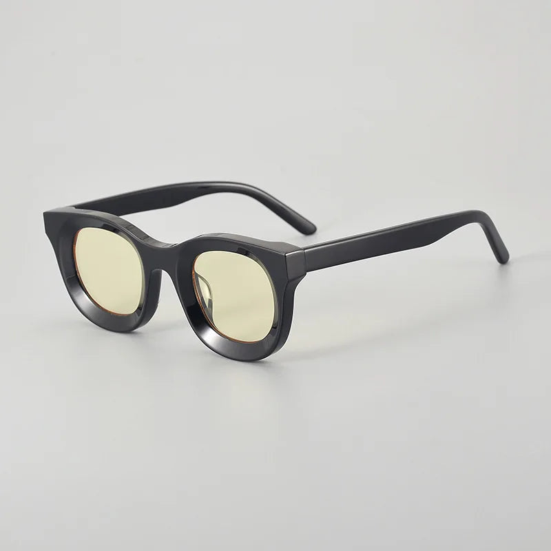 Black Mask Men's Full Rim Square Thick Acetate Sunglasses 496688