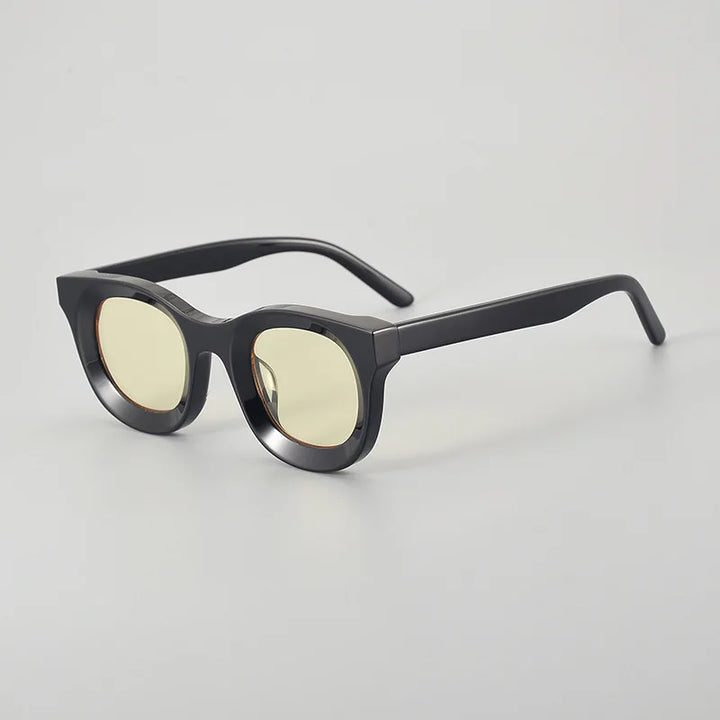 Black Mask Men's Full Rim Square Thick Acetate Sunglasses 496688