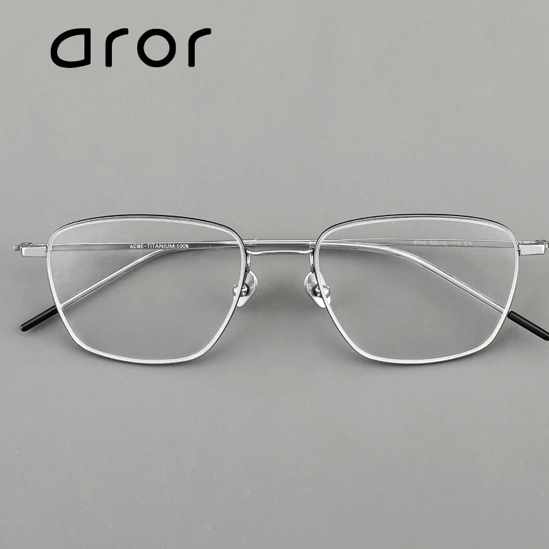 Aror Unisex Full Rim Polygon Square Titanium Eyeglasses 48710 Full Rim Aror