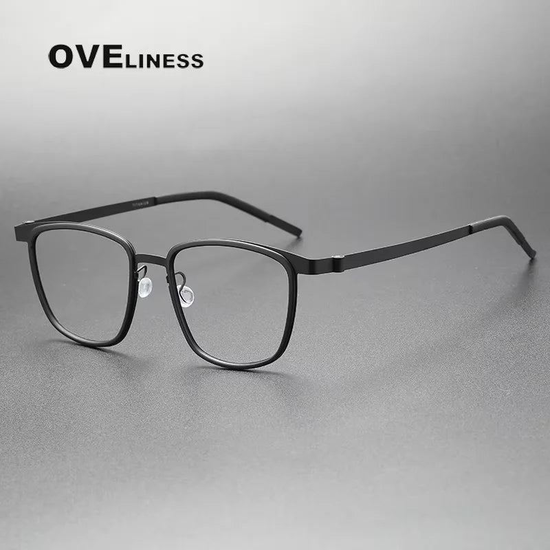 Oveliness Unisex Full Rim Square Acetate Titanium Eyeglasses 39717