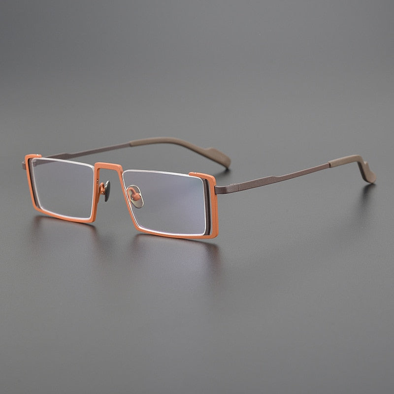 Gatenac Unisex Full Rim Square Titanium Eyeglasses Gxyj1083 Full Rim Gatenac Orange  