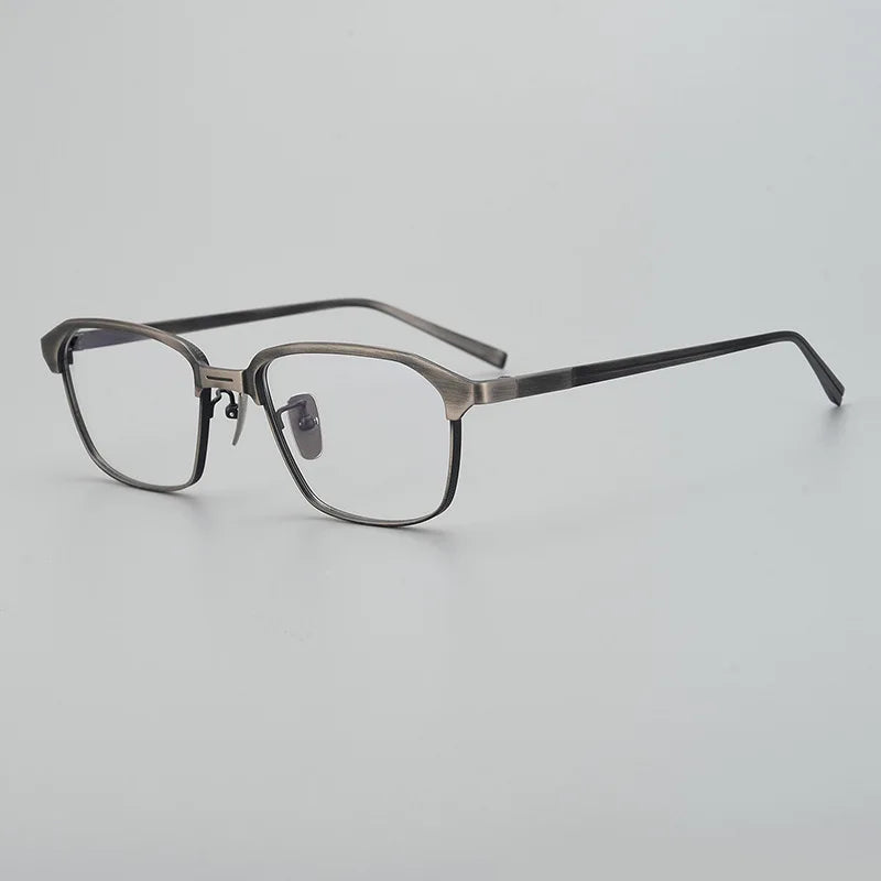 Black Mask Unisex Full Rim Big Square Titanium Eyeglasses 49024 Full Rim Black Mask Gun Gray  