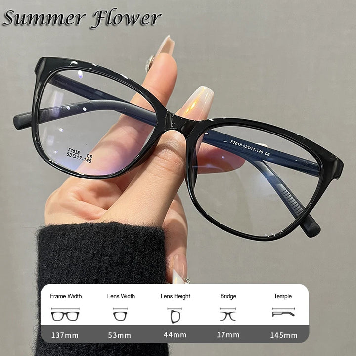 Summer Flower Women's Full Rim Square Cat Eye Tr 90 Titanium Eyeglasses 87018