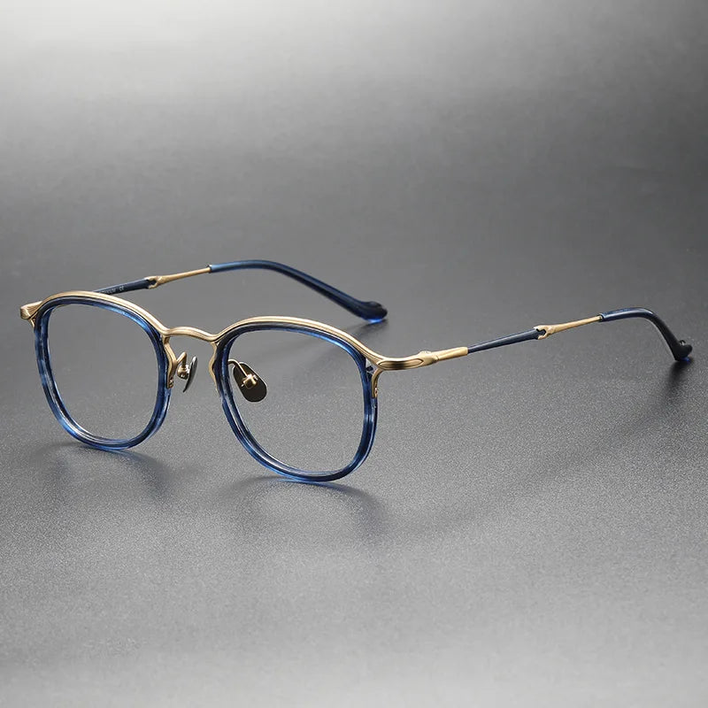 Aimee Unisex Full Rim Oval Round Titanium Acetate Eyeglasses 3118 Full Rim Aimee Blue-Golden  